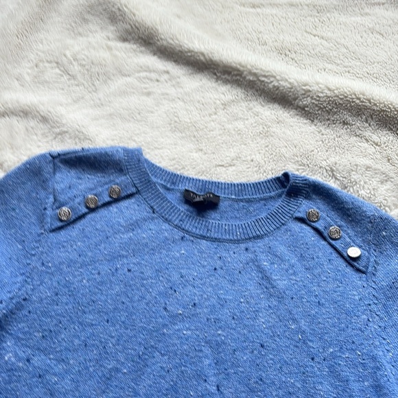 Talbots Cotton Blue Kitty Tweed Shift Sweater Dress Small Petite - Picture 5 of 12